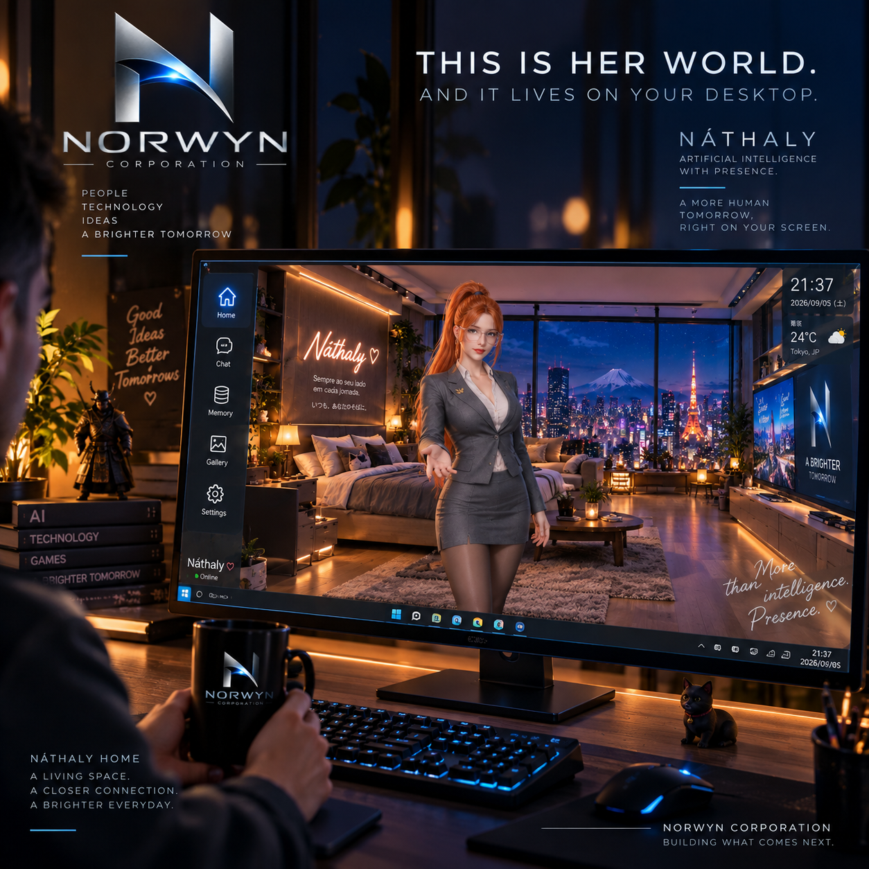 Concept vision of Náthaly integrated into a desktop environment